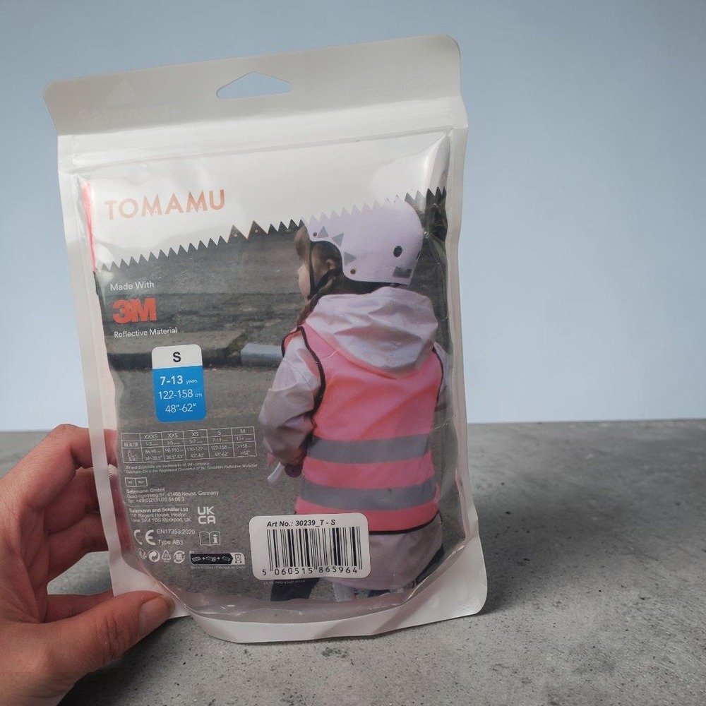 TOMAMU Kids High Visibility Safety Vest‎ Pink 3M Reflective Size S 7-13 Years